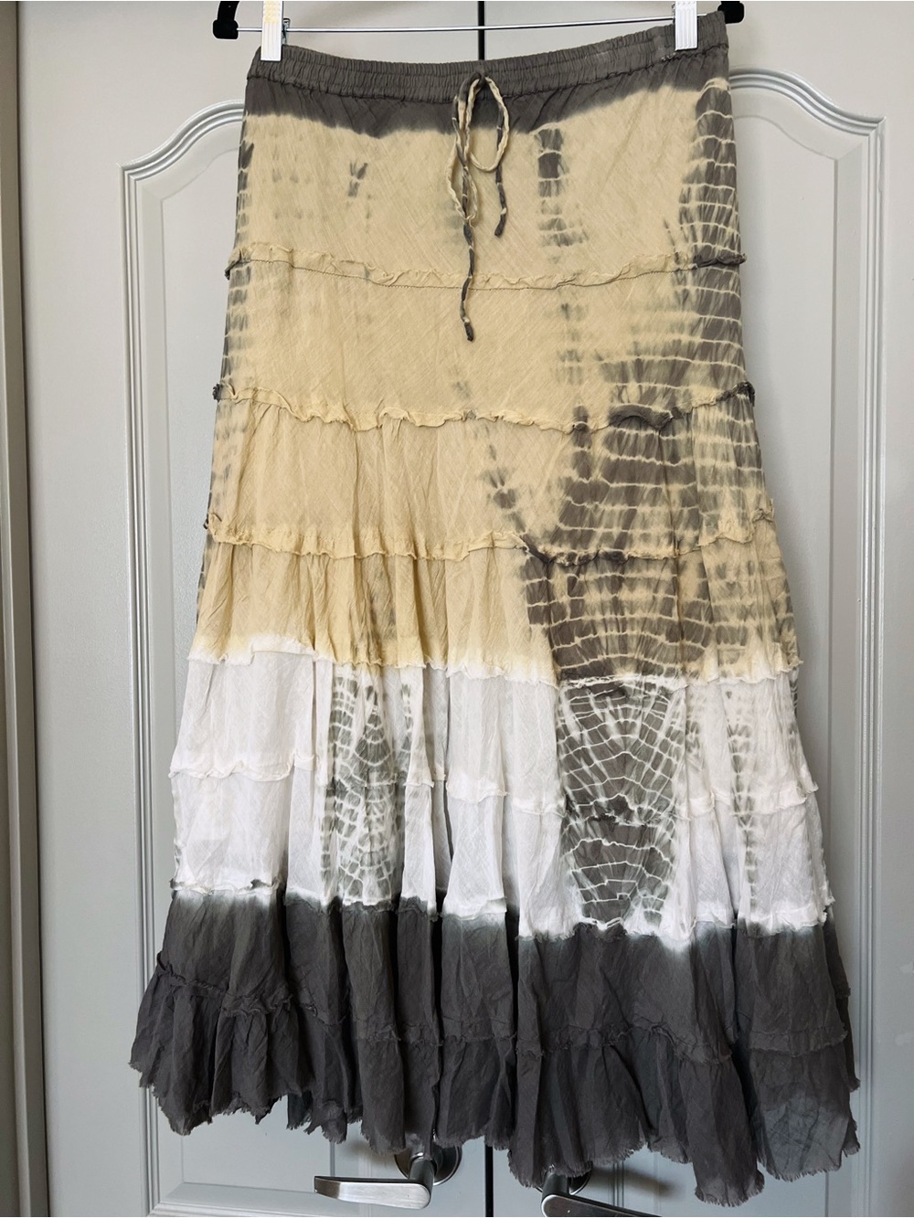 SOLD 💗 Metro Wear 100% Cotton Tie Dye Tiered Maxi Skirt Boho Lagenlook Festival - Picture 3 of 7